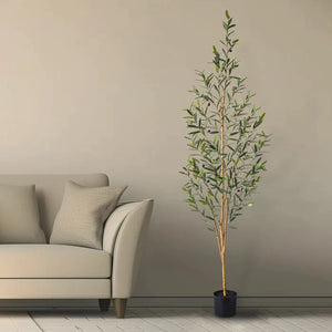 6 Ft Artificial Olive Tree in Black Pot