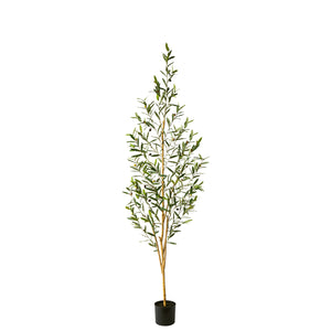 6 Ft Artificial Olive Tree in Black Pot