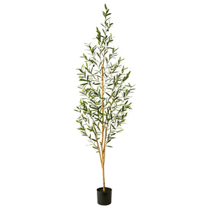 7 Ft Artificial Olive Tree in Black Pot