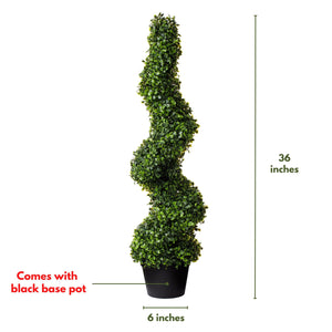 (2 Pack) 3 Ft. Spiral Boxwood Topiary