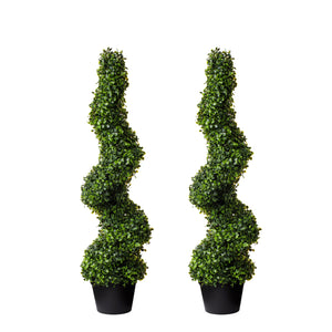 (2 Pack) 3 Ft. Spiral Boxwood Topiary