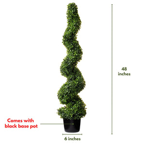 (2 Pack) 4 Ft Spiral Boxwood Topiary