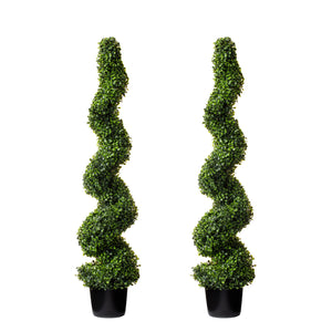 (2 Pack) 4 Ft Spiral Boxwood Topiary