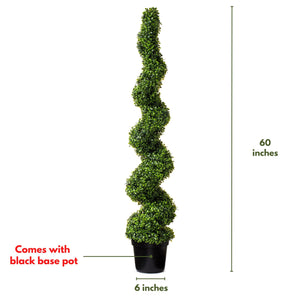 (2 Pack) 5 Ft Spiral Boxwood Topiary