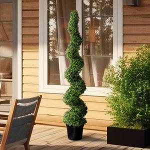 (2 Pack) 4 Ft Spiral Boxwood Topiary