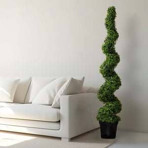 (2 Pack) 4 Ft Spiral Boxwood Topiary