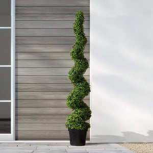 (2 Pack) 5 Ft Spiral Boxwood Topiary